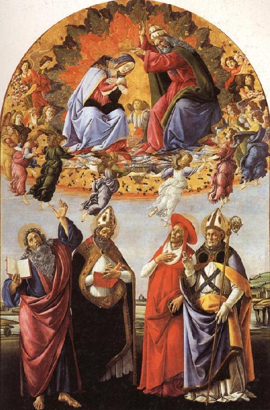 Sandro Botticelli The Coronation of the Virgin with SS.Eligius,John the Evangelist,Au-gustion,and Jerome France oil painting art